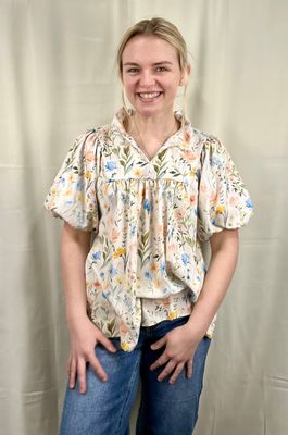 Bubble Sleeve Floral Top Bubble Sleeve Floral Top