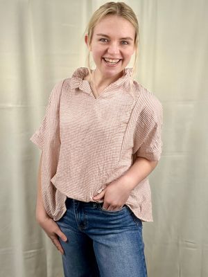 Mauve Pin Stripe Dolman Top