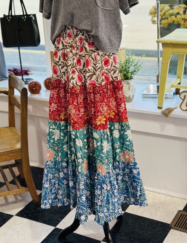 Kismet Patchplay Skirt in Blue Multi