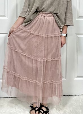 Light Pink Tulle Tiered Maxi Skirt Light Pink Tulle Tiered Maxi Skirt