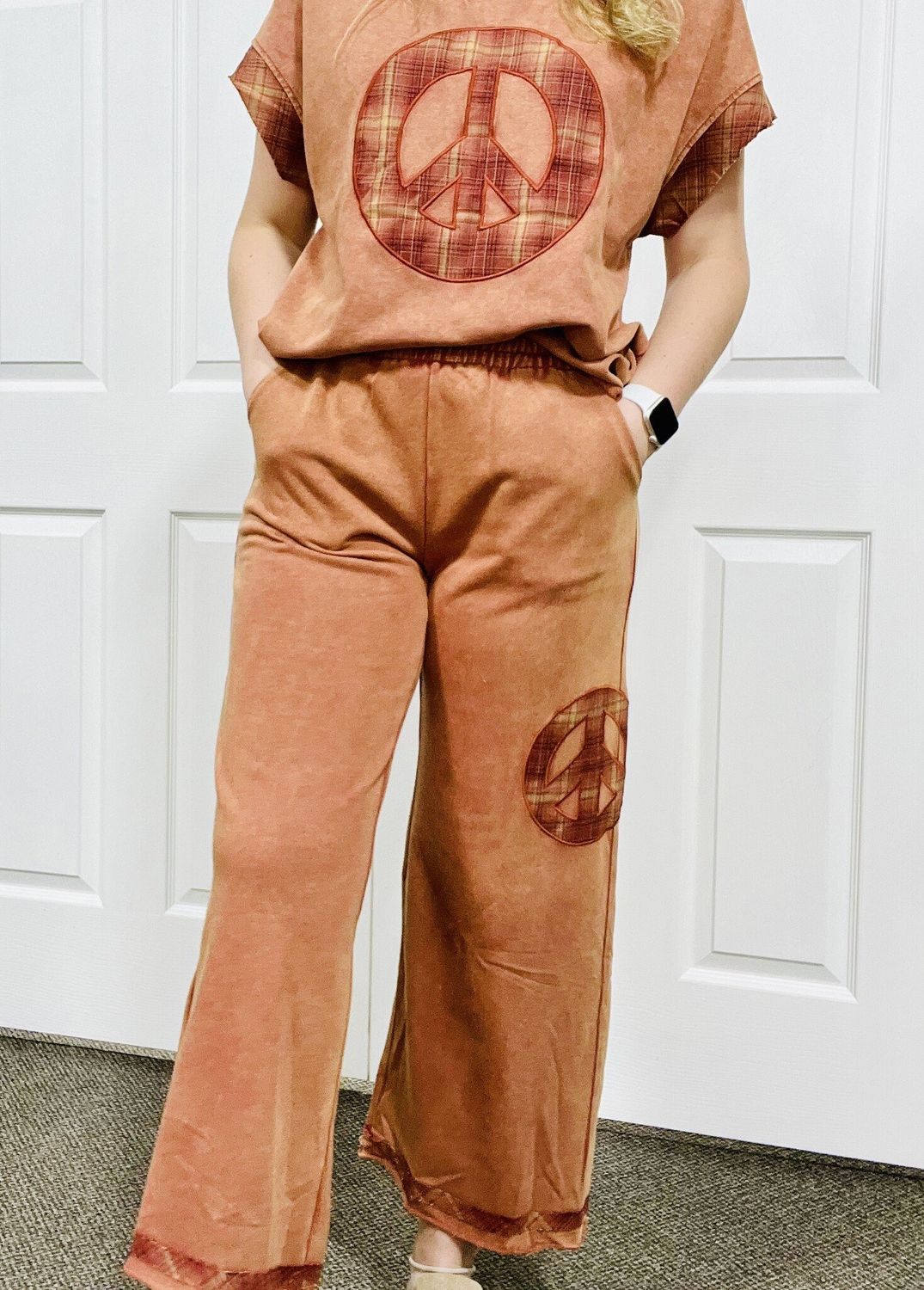 Rust Mineral Washed Peace Joggers