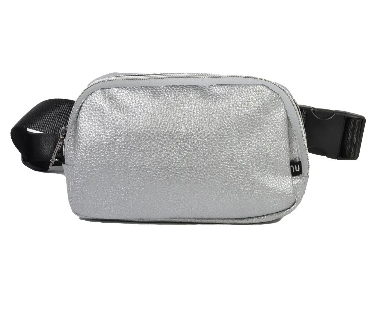 Silver Vegan Leather Belt Bag