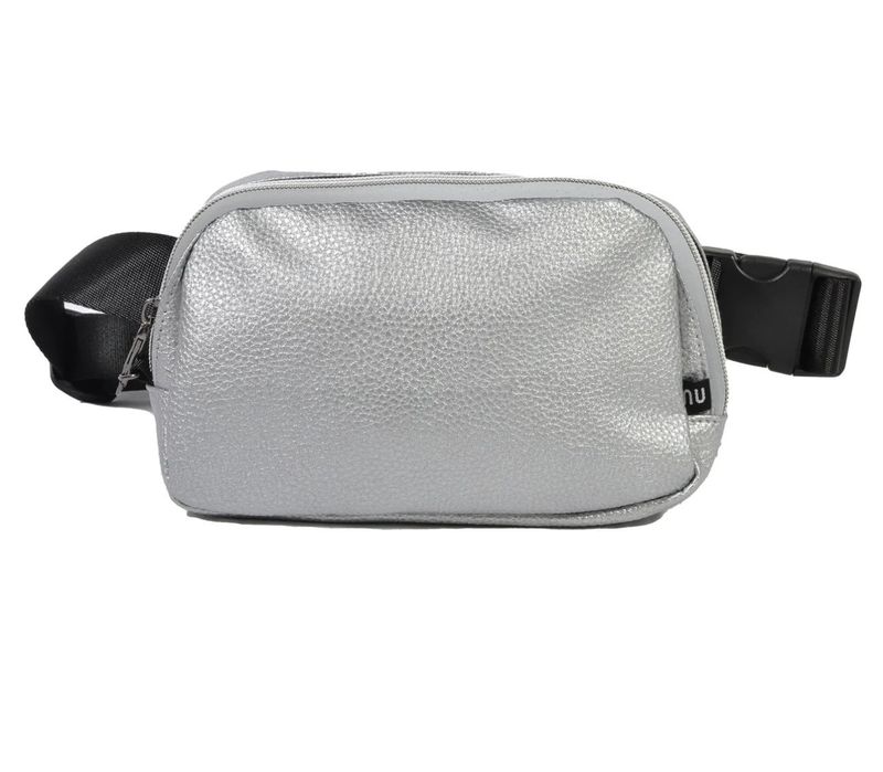 Silver Vegan Leather Belt Bag