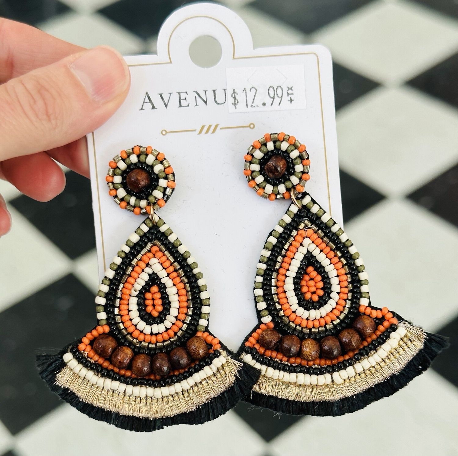 Beaded Teardrop Fan Earrings