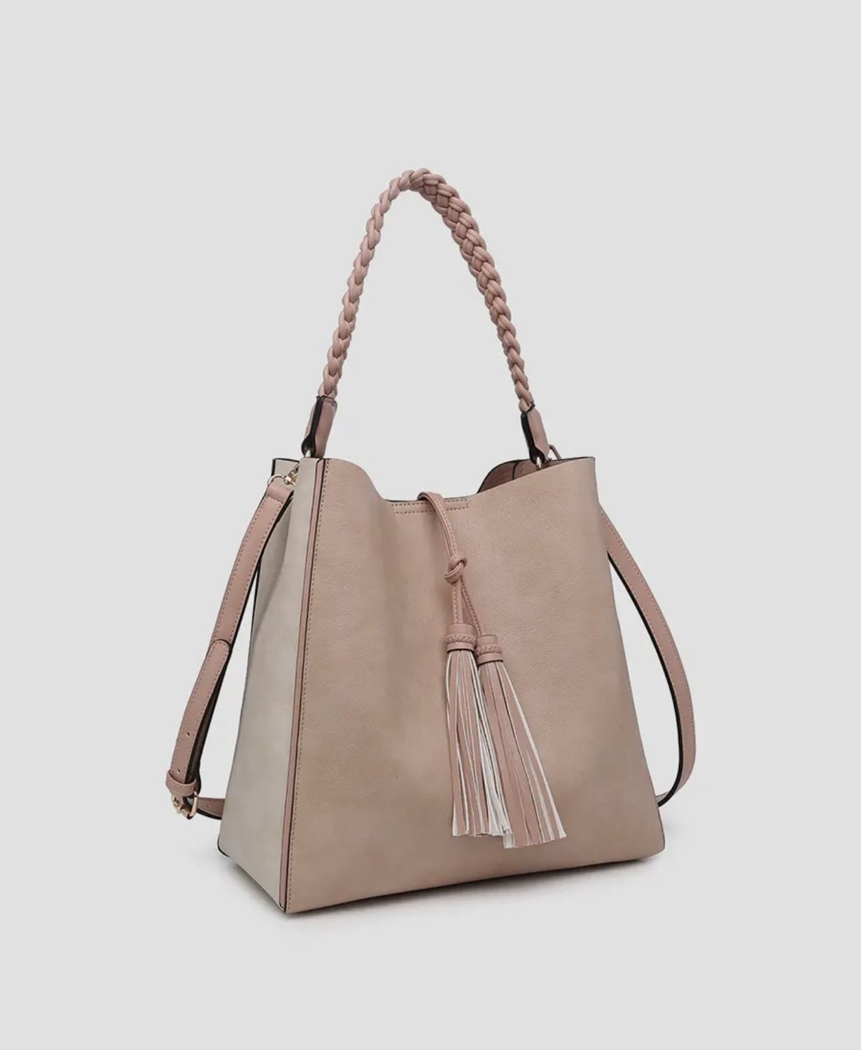 Dina Tassel Tote in Pink/Off White