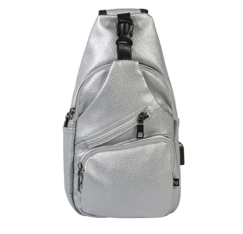 Silver Vegan Leather Large Daypack