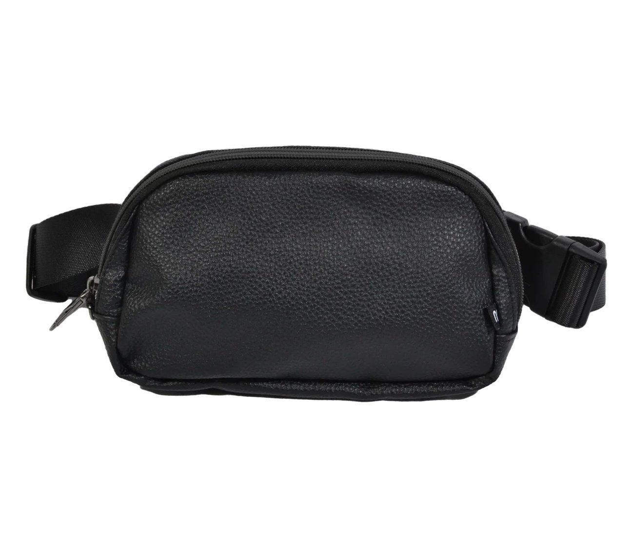 Black Vegan Leather Belt Bag