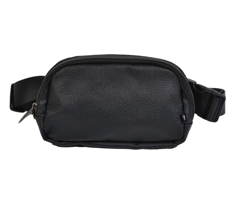 Black Vegan Leather Belt Bag