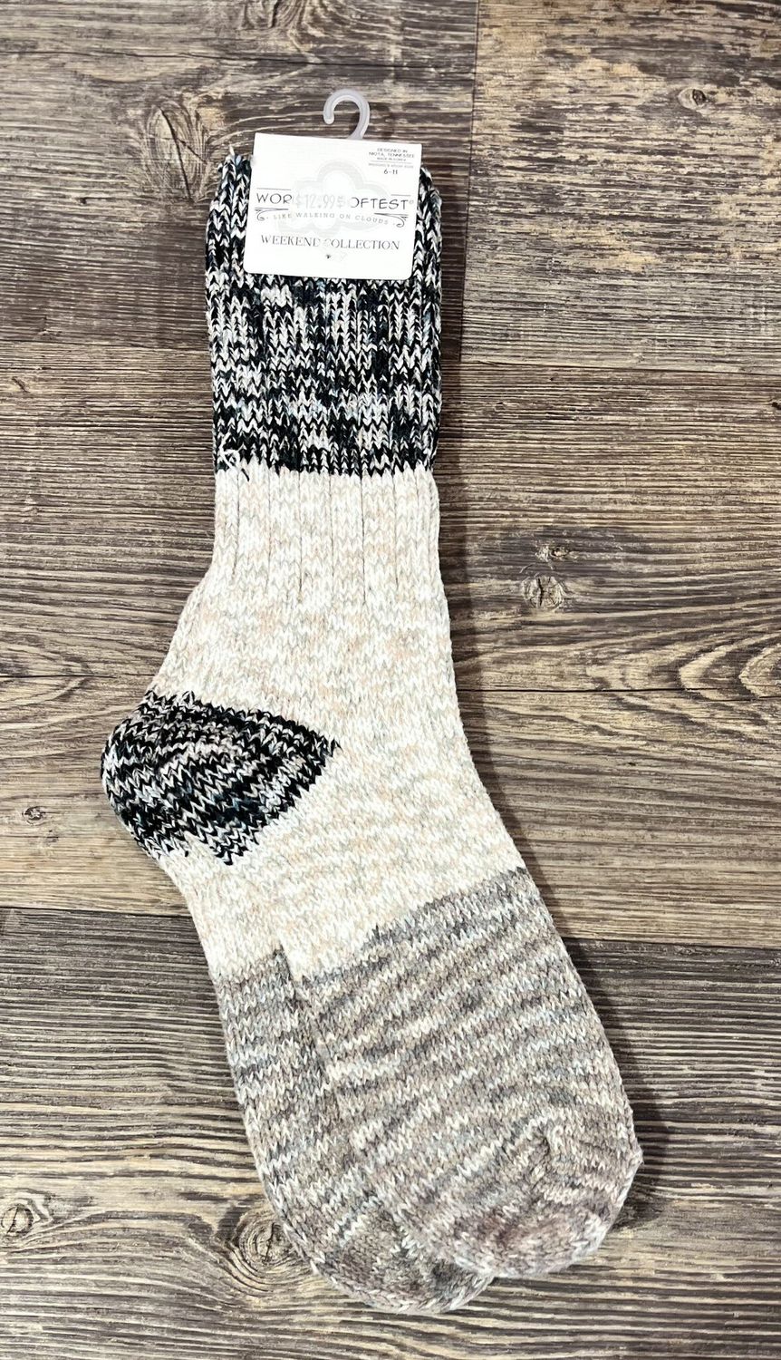 World’s Softest Ragg Crew Socks-Stone