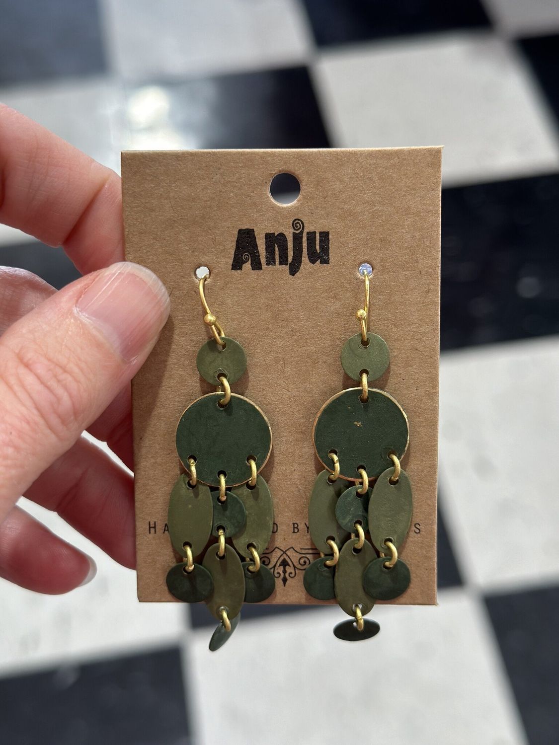 Green Mixed Shape Dangle Earrings