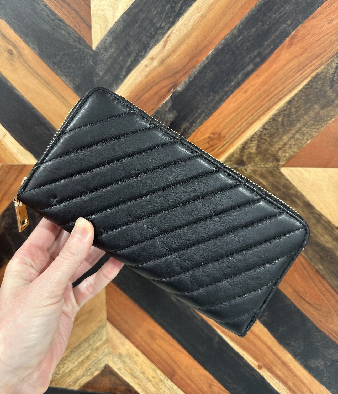 Kylie Quilted Wallet in Black