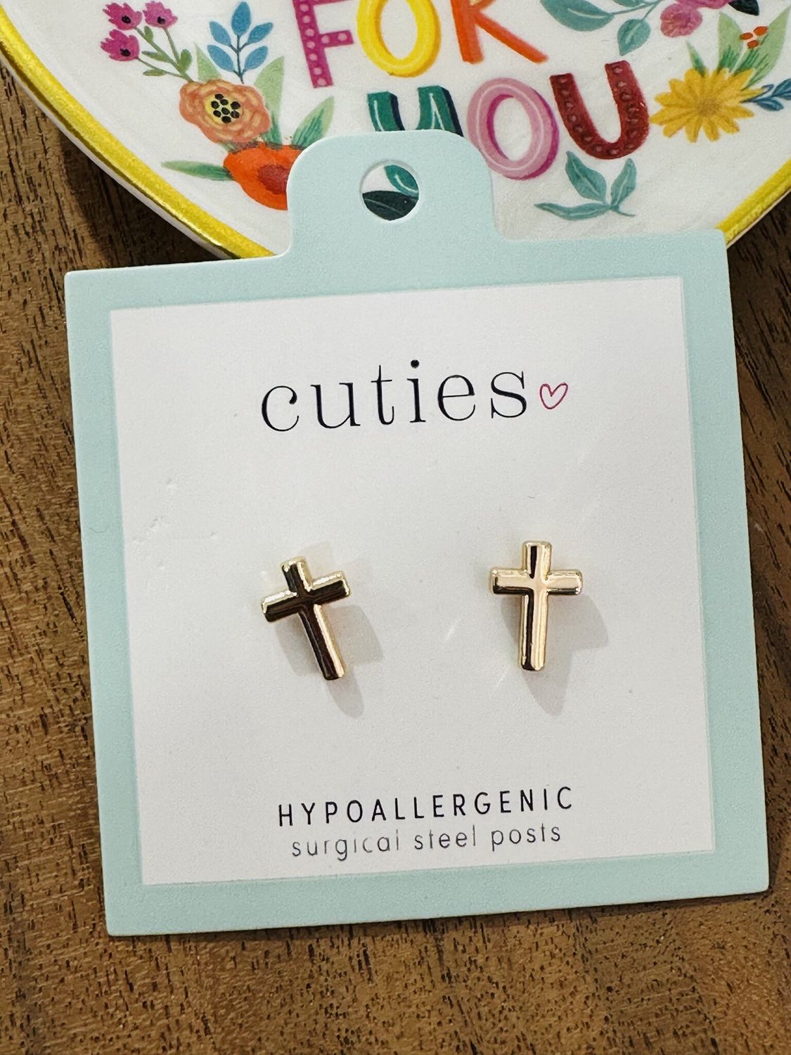Gold Cross Studs