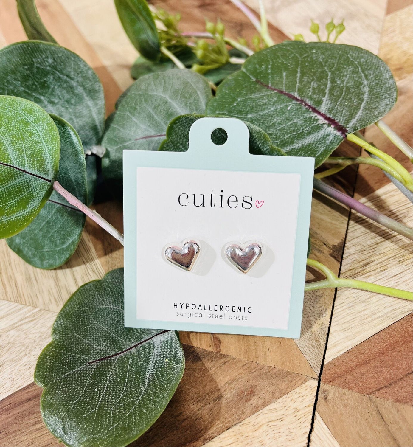 Silver Bubble Heart Studs