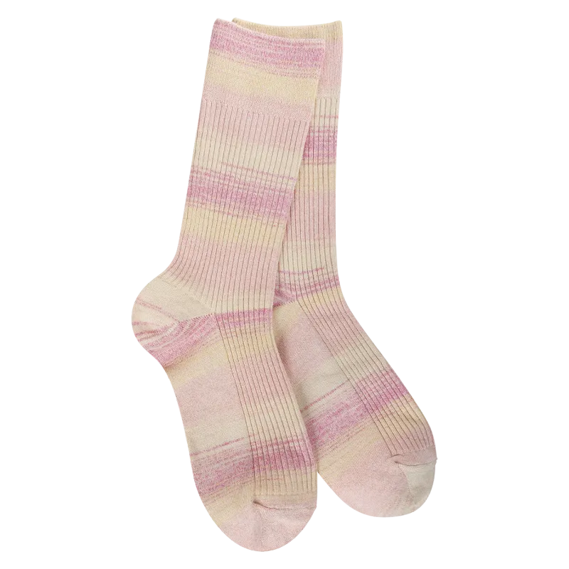 Light Ribbed Crew Socks-Pink Lemonade