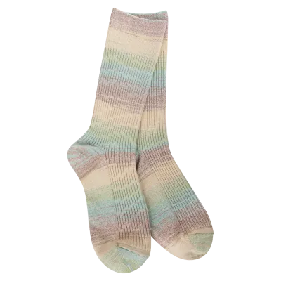 Light Ribbed Crew Socks-Blue Raspberry