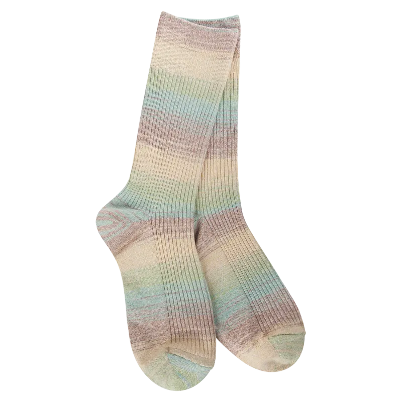 Light Ribbed Crew Socks-Blue Raspberry
