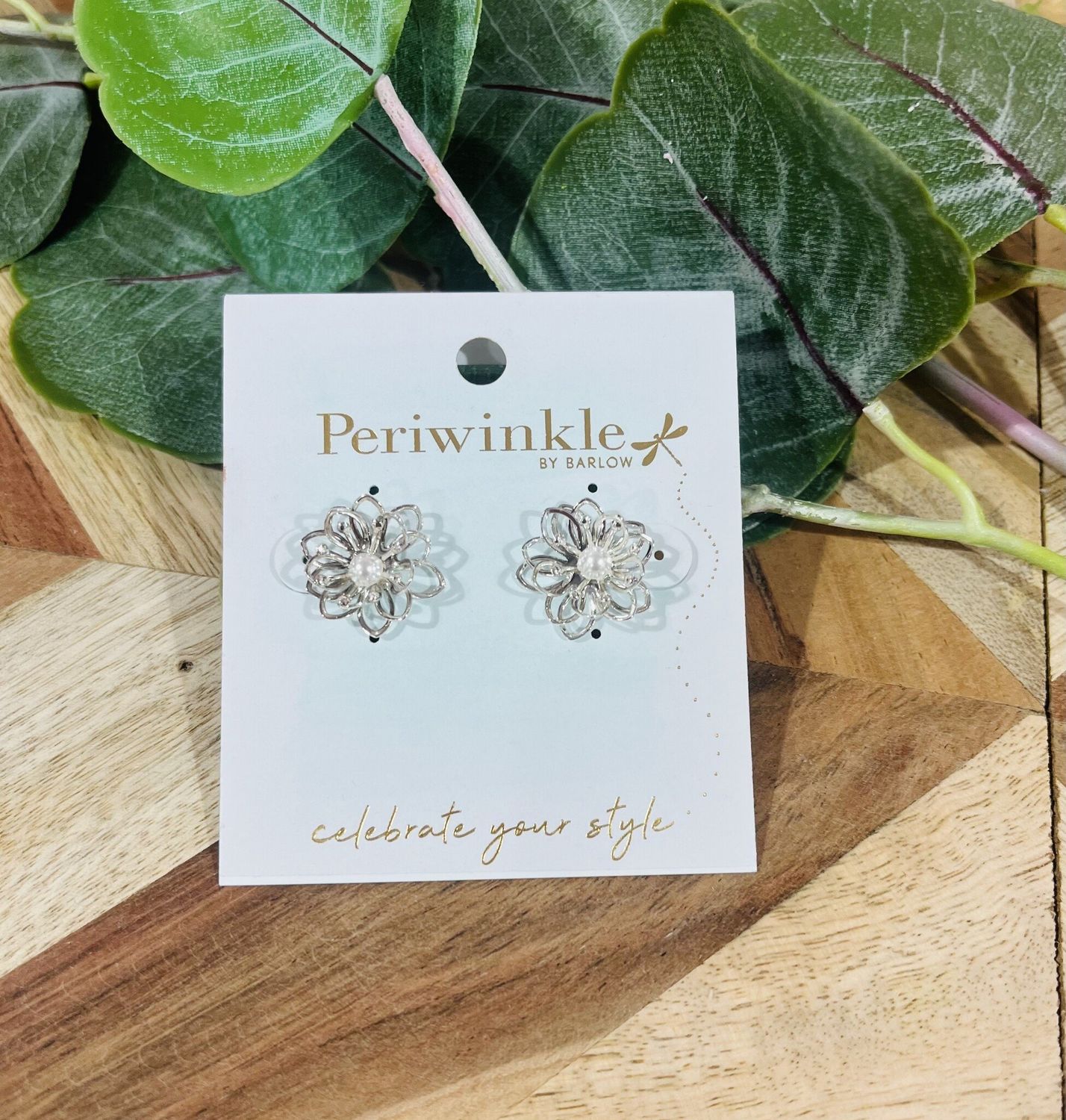 Silver Pearl Flower Earrings