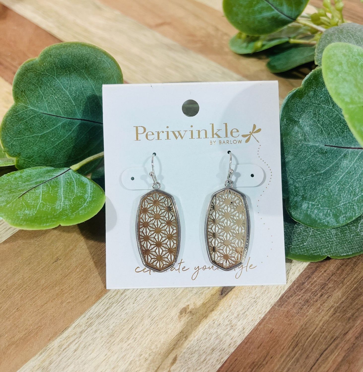 2 Tone Filigree Oval Earrings