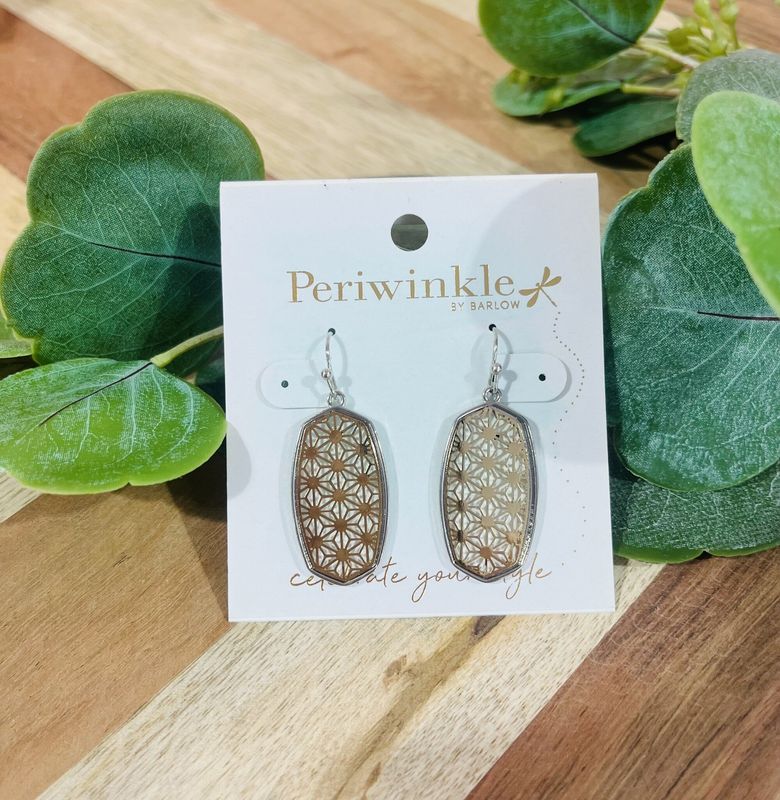 2 Tone Filigree Oval Earrings