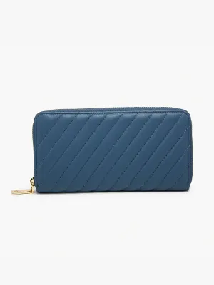Kylie Quilted Wallet in Steel Blue
