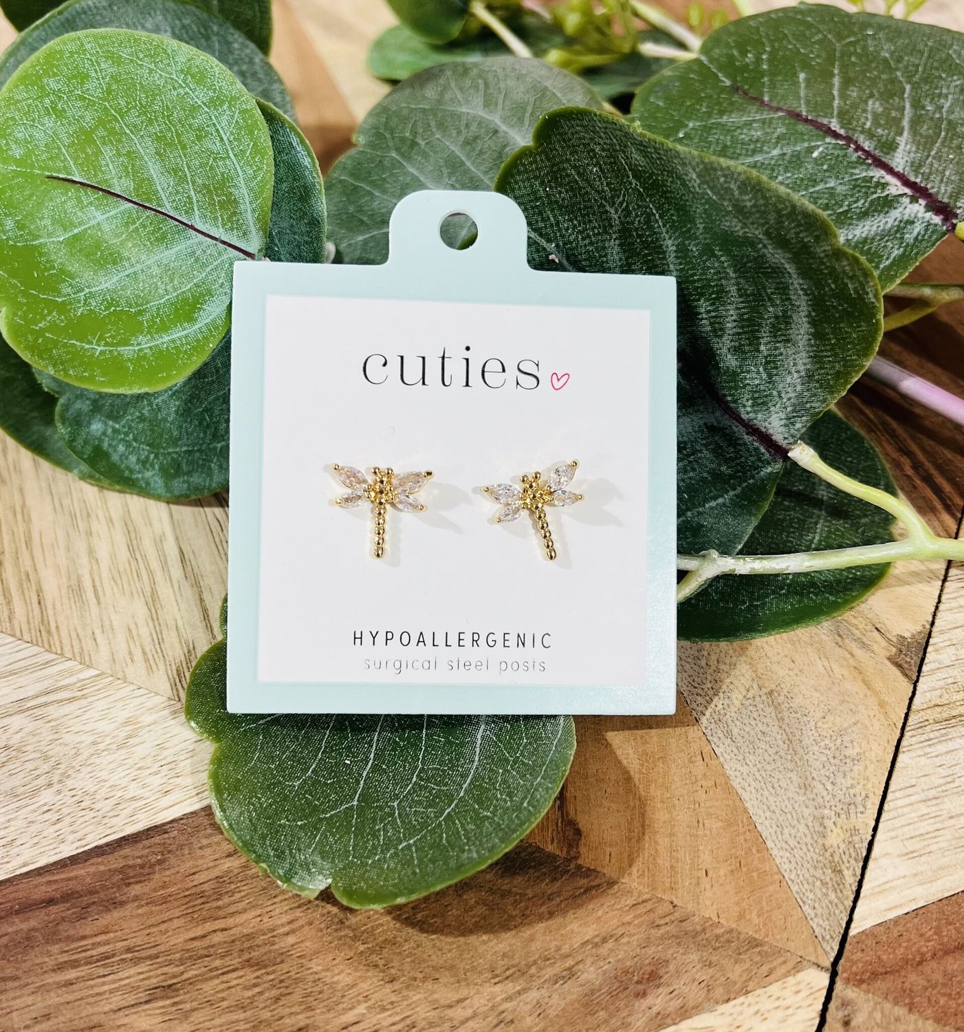 Gold Crystal Butterfly Studs