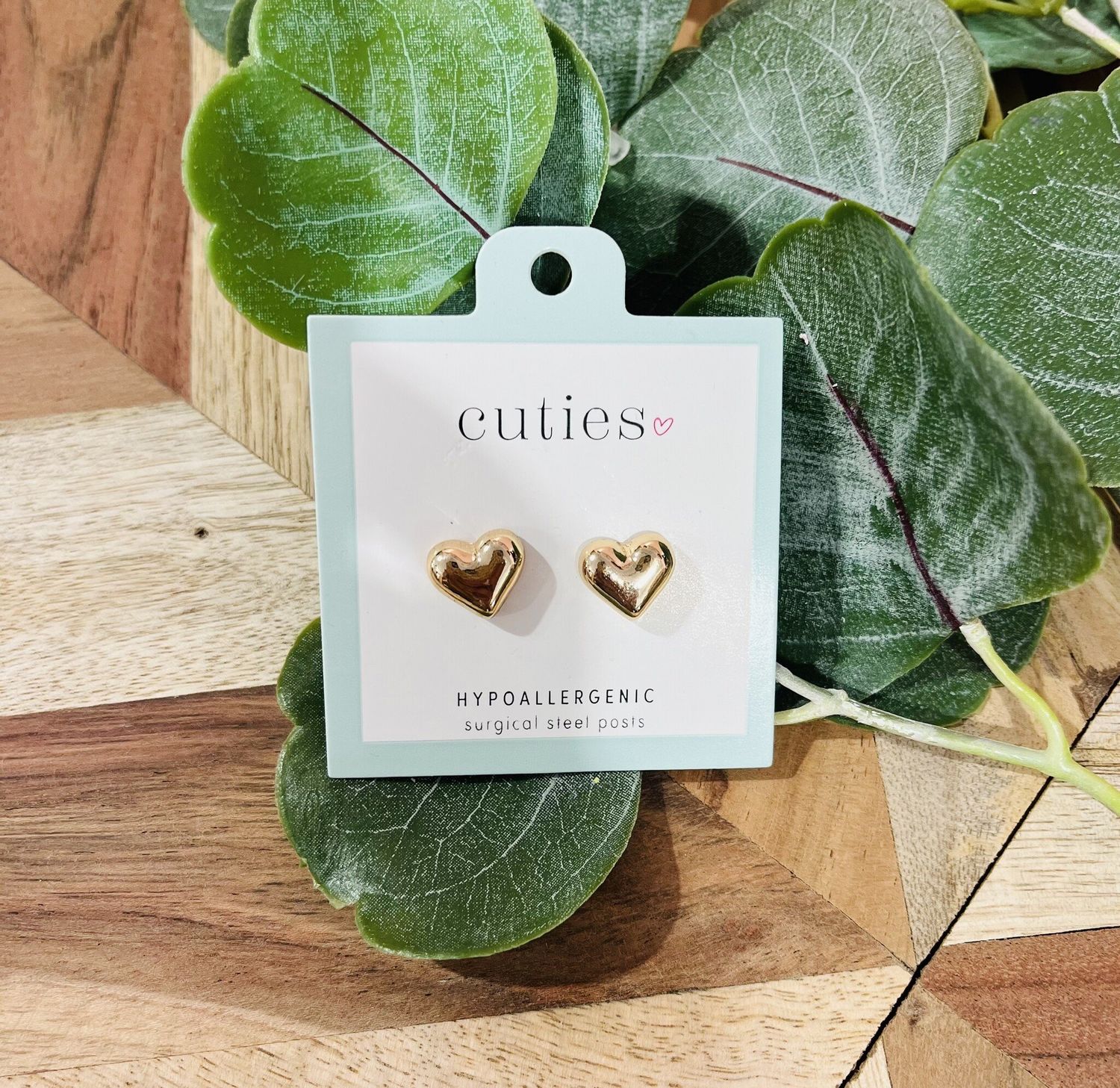 Gold Bubble Heart Studs