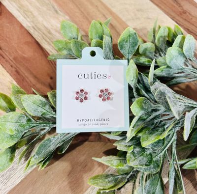 Pink Flower Sparkle Studs Pink Flower Sparkle Studs