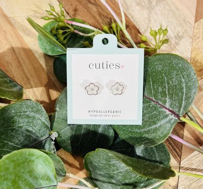 Silver Iridescent Flower Studs Silver Iridescent Flower Studs