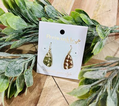 Gold Hammered Drop Earrings