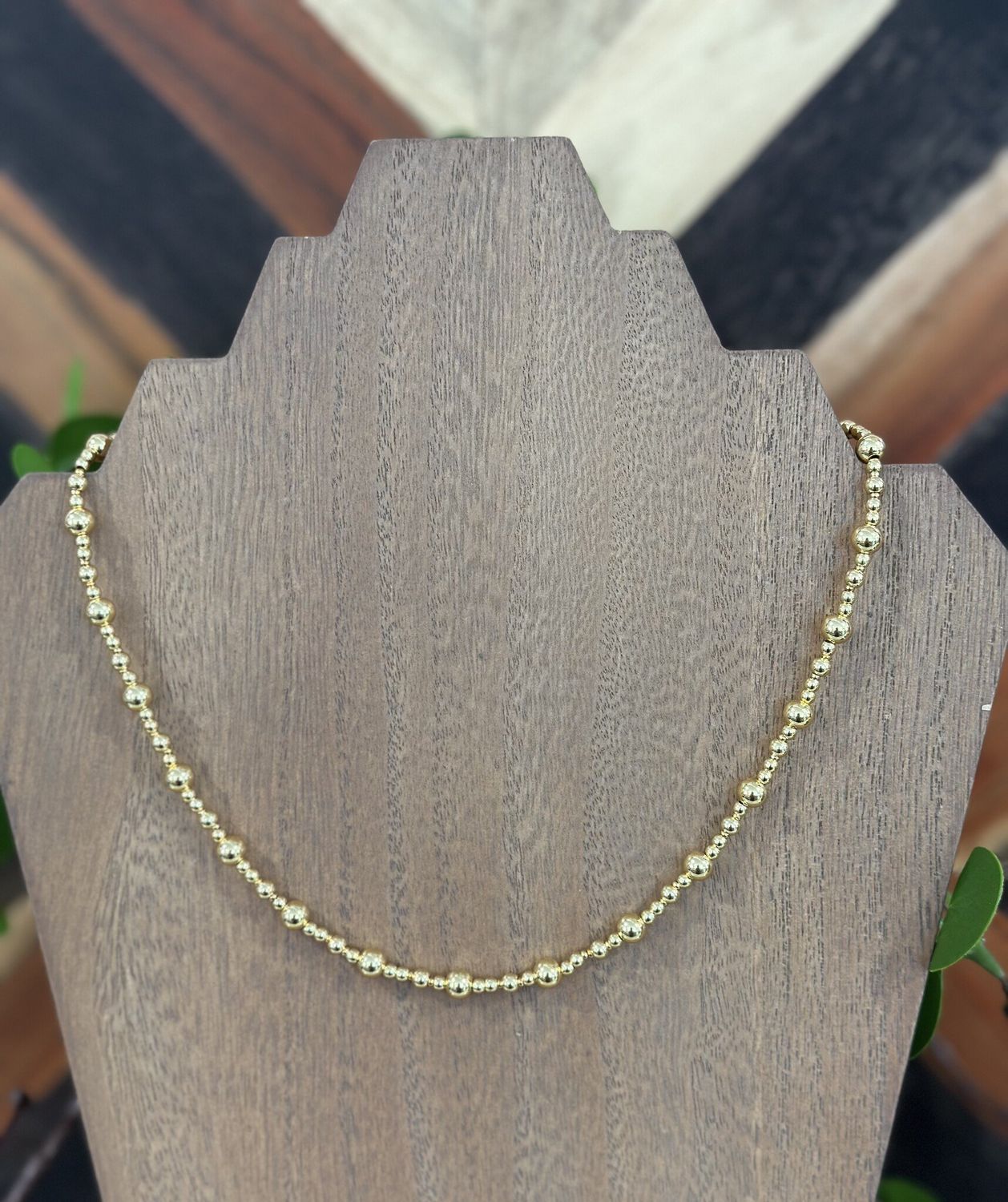 Graduated Gold Ball Necklace