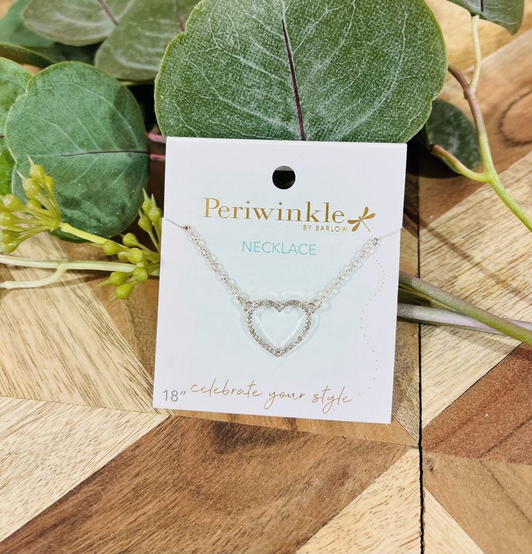 Silver Crystal Open Heart Necklace