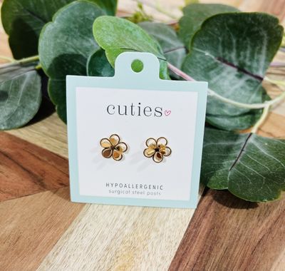 Gold Flower Cutout Studs