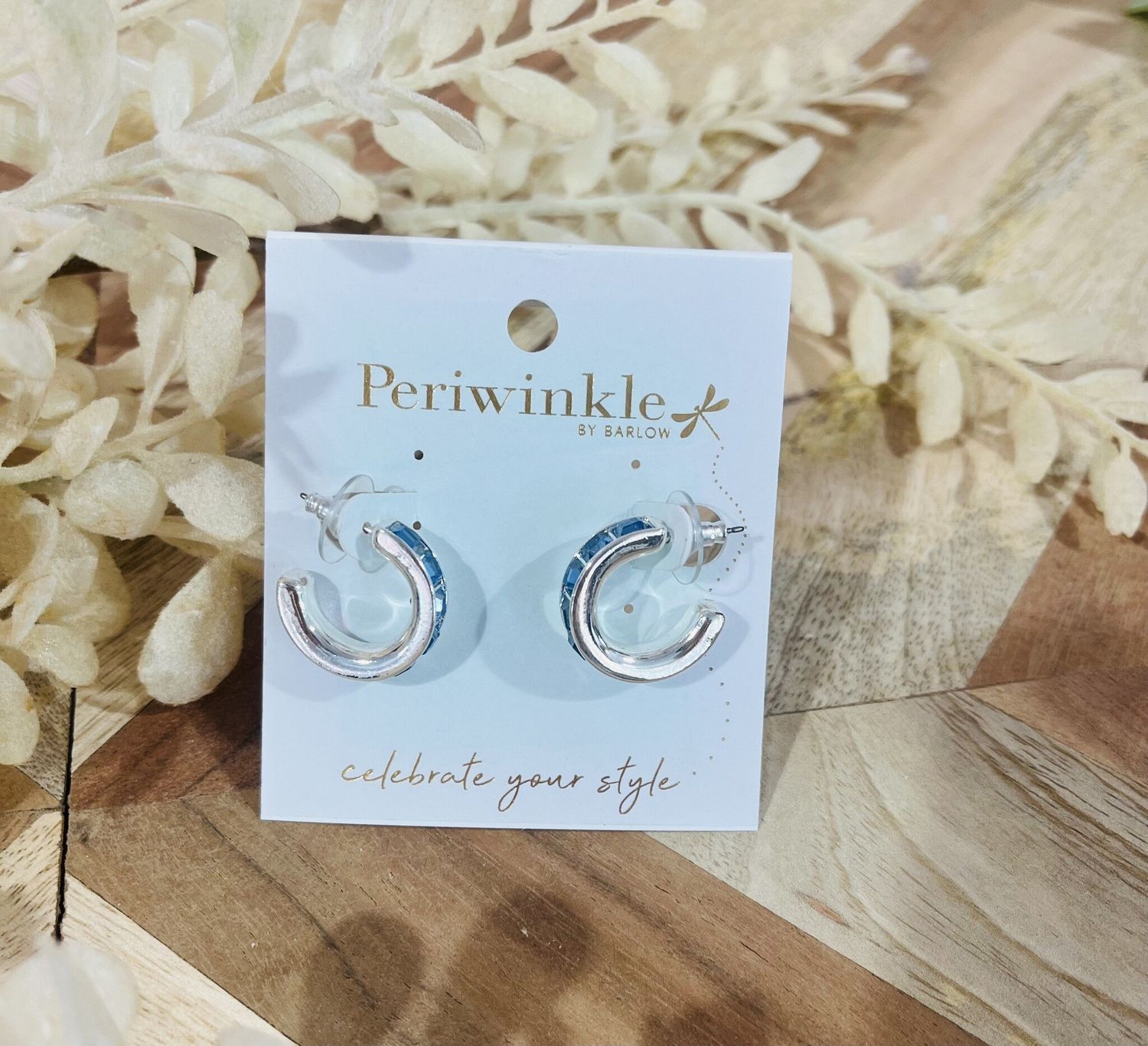 Denim Blue Faceted Crystal Hoops