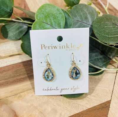 Faceted Aqua Teardrop Earrings