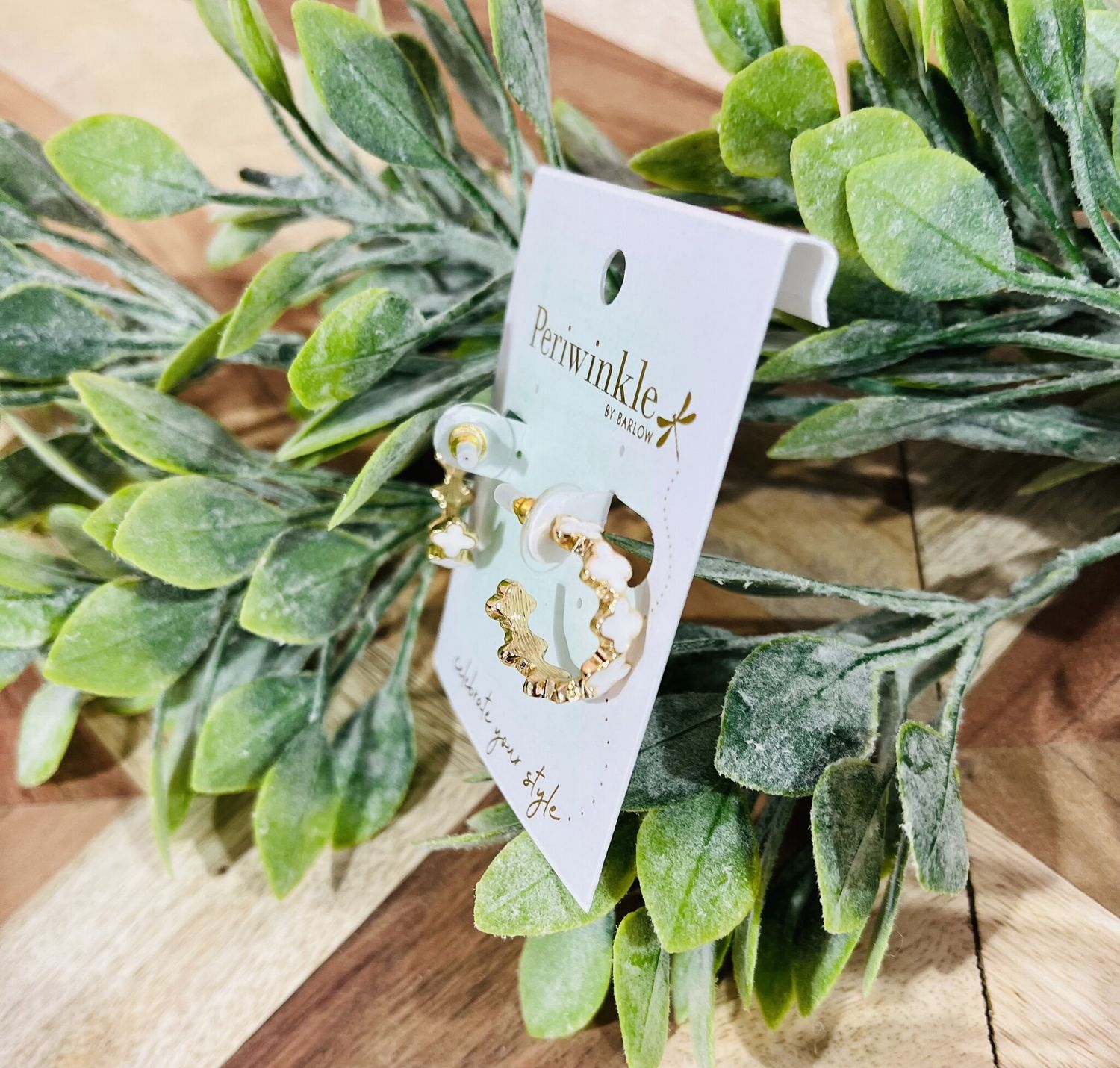 White Clover Hoop Earrings