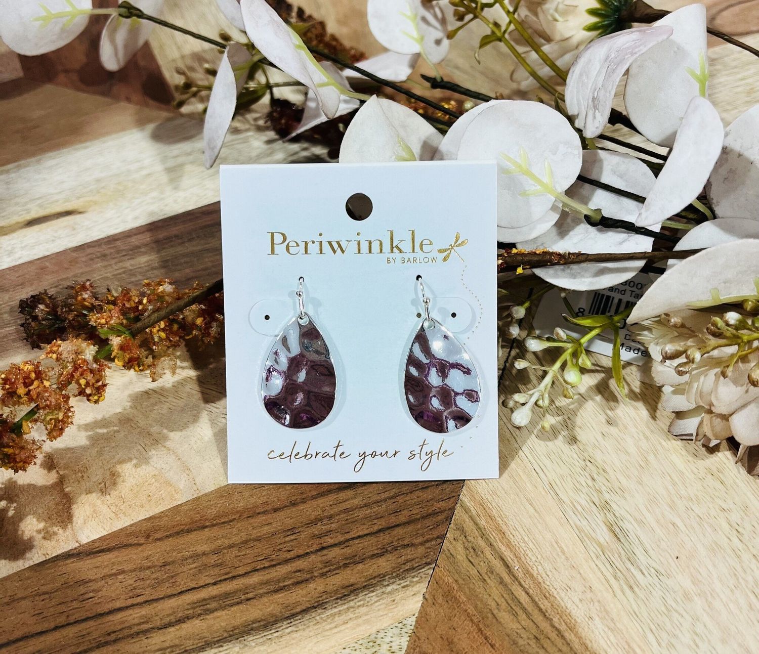 Silver Hammered Teardrop Earrings