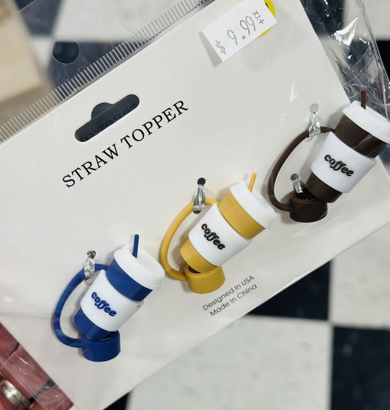 Mini Coffee Cup Straw Toppers-3 pack