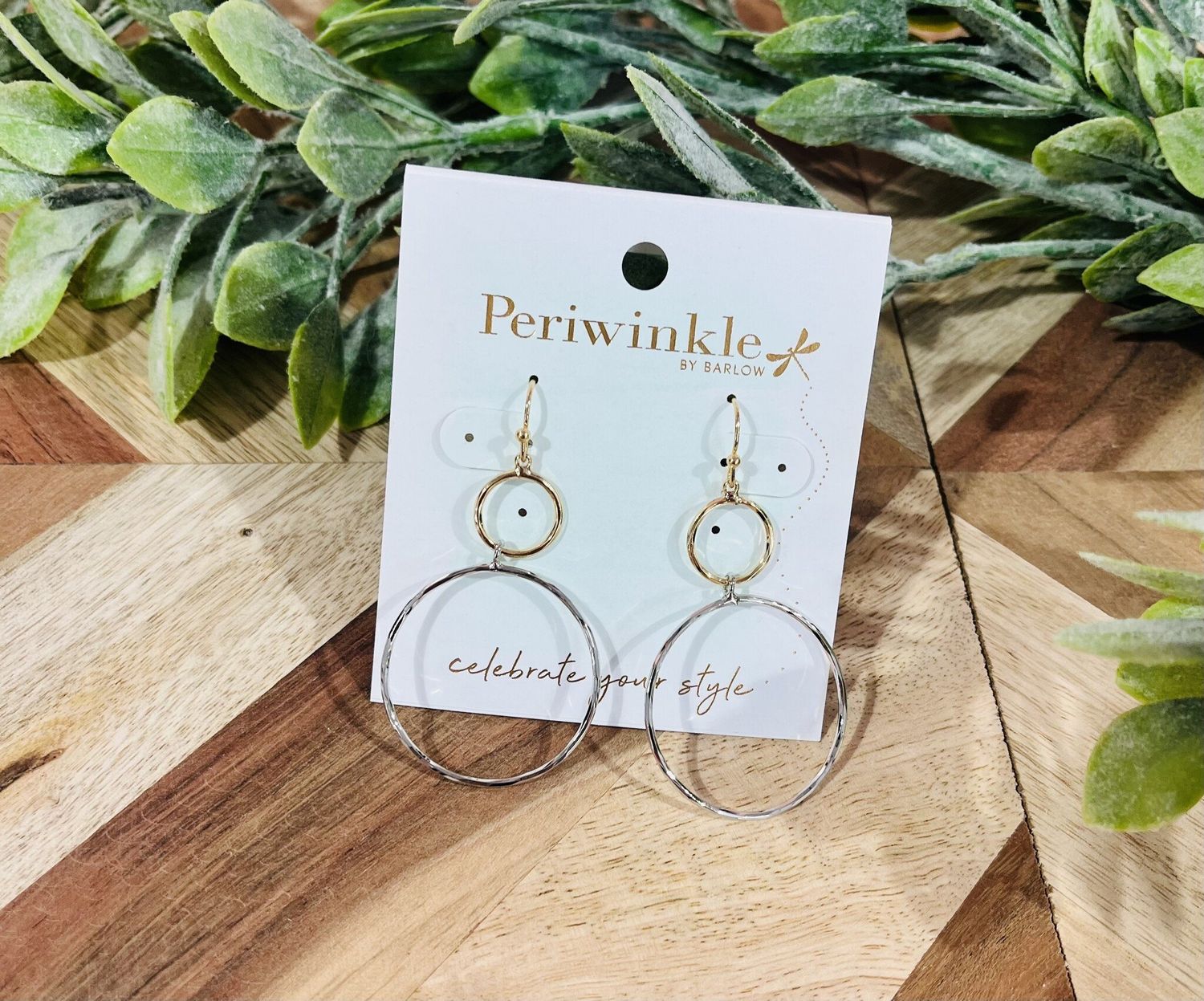 2 Tone Textured Hoop Earrings