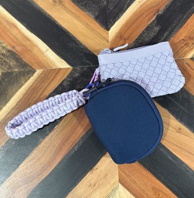 Navy/Lavender 2 Pouch Braided Wristlet