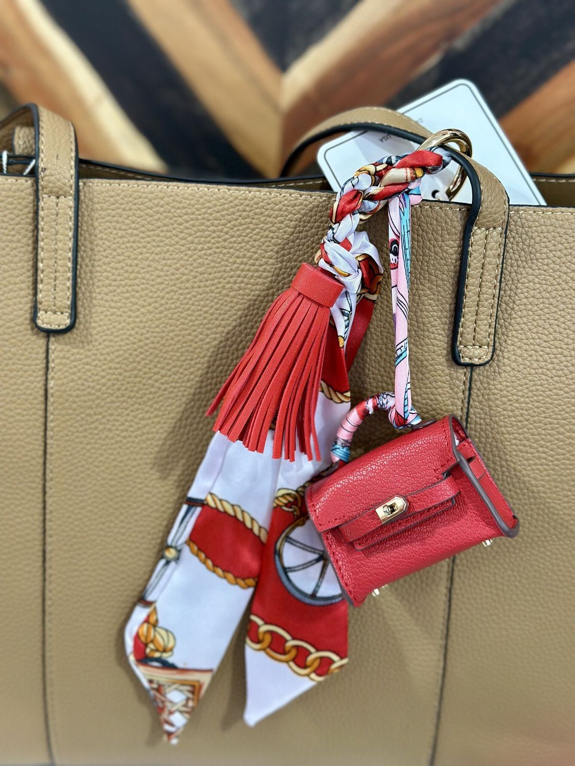 Red Silk Scarf Bag on a Bag Charm