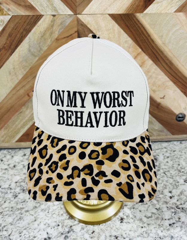 On My Worst Behavior Hat in Leopard