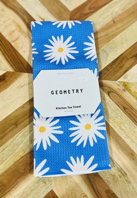 Blue Daisies Tea Towel