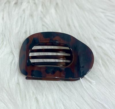 Dark Leopard Oval Flat Hair Clip Dark Leopard Oval Flat Hair Clip