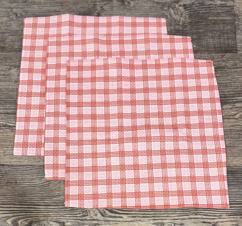 Cupids Plaid 3 Dishcloth Set