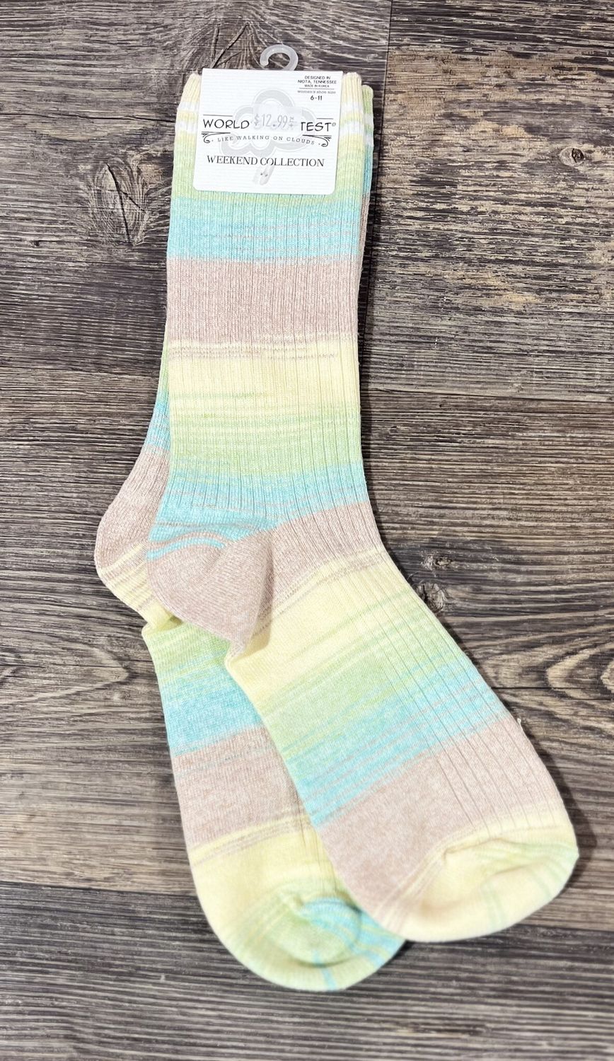 Blue Raspberry Ribbed Crew Socks