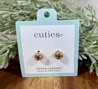 Textured Gold Knot Stud Earrings