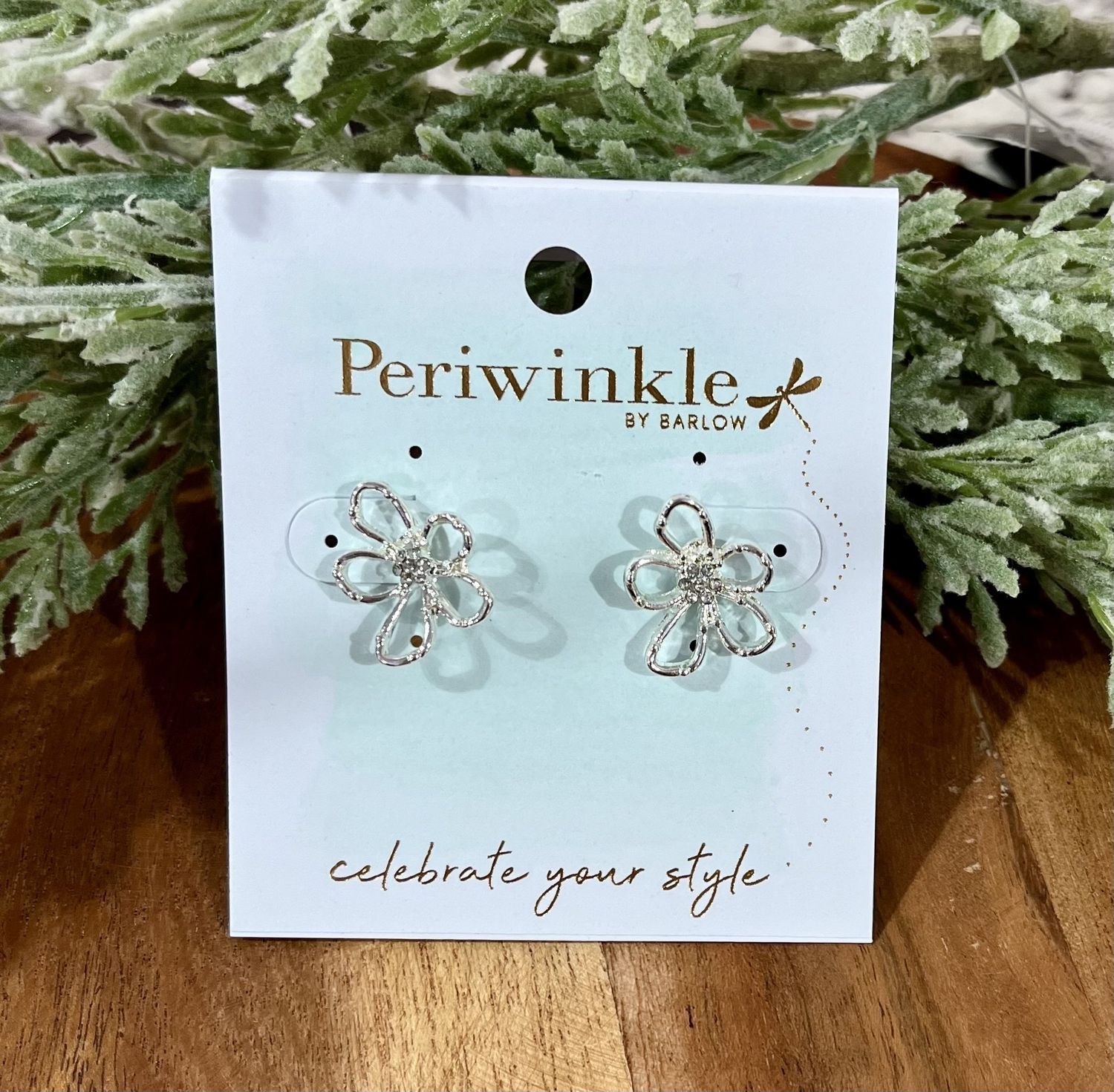 Silver Open Flower Earrings