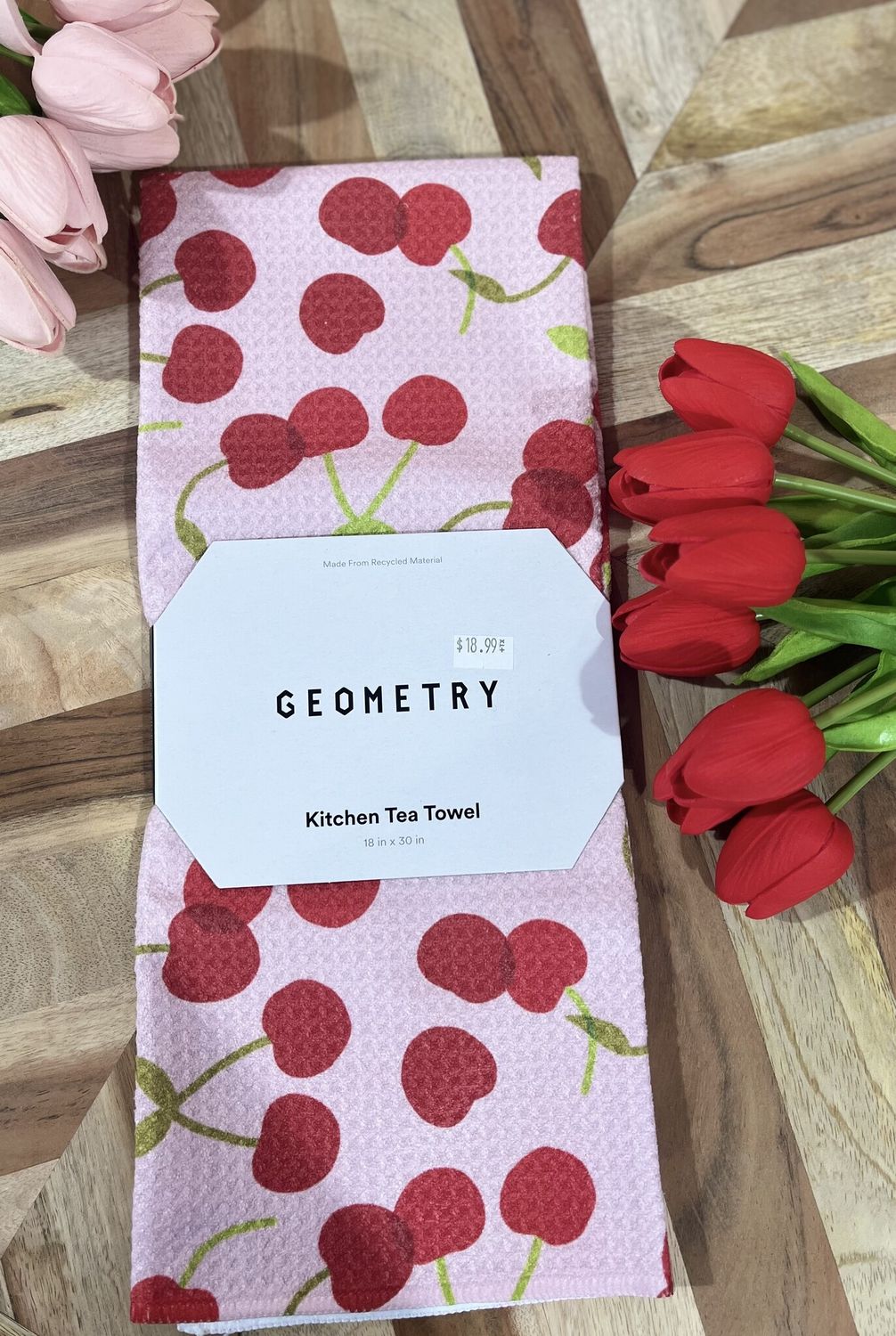 Geometry Cheery Cherries Tea Towel