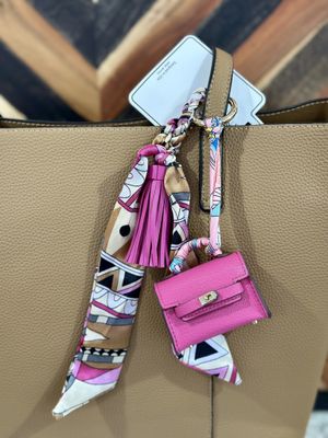Fuchsia Silk Scarf Bag on a Bag Charm