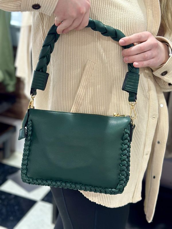 The Judith Whipstitch Shoulder Bag in Dark Forest Green